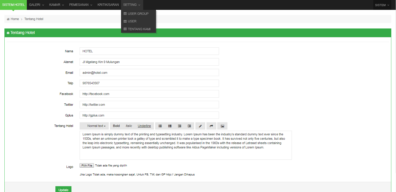 <p>Halaman Tentang Kami</p>