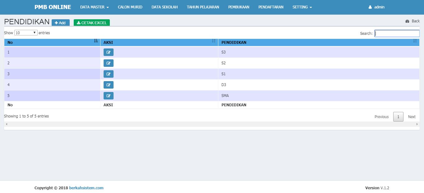 <p>Halaman Data Master Pendidikan<br></p>