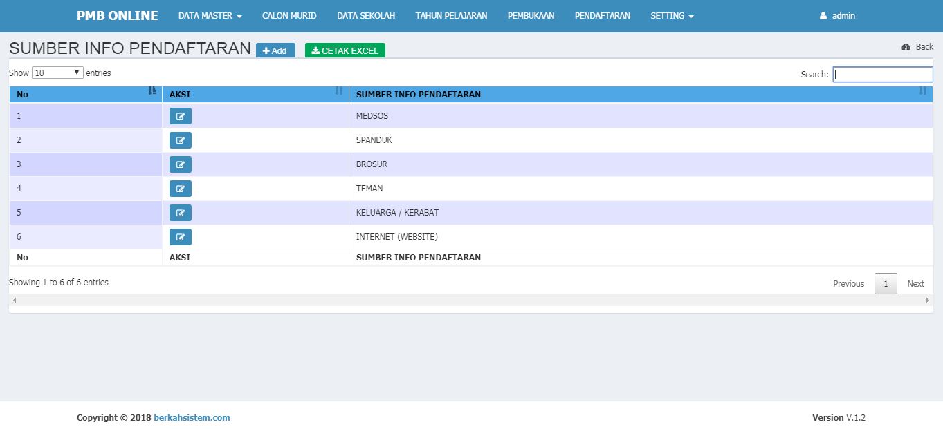 <p>Halaman Data Master Sumber Informasi Pendaftaran<br></p>