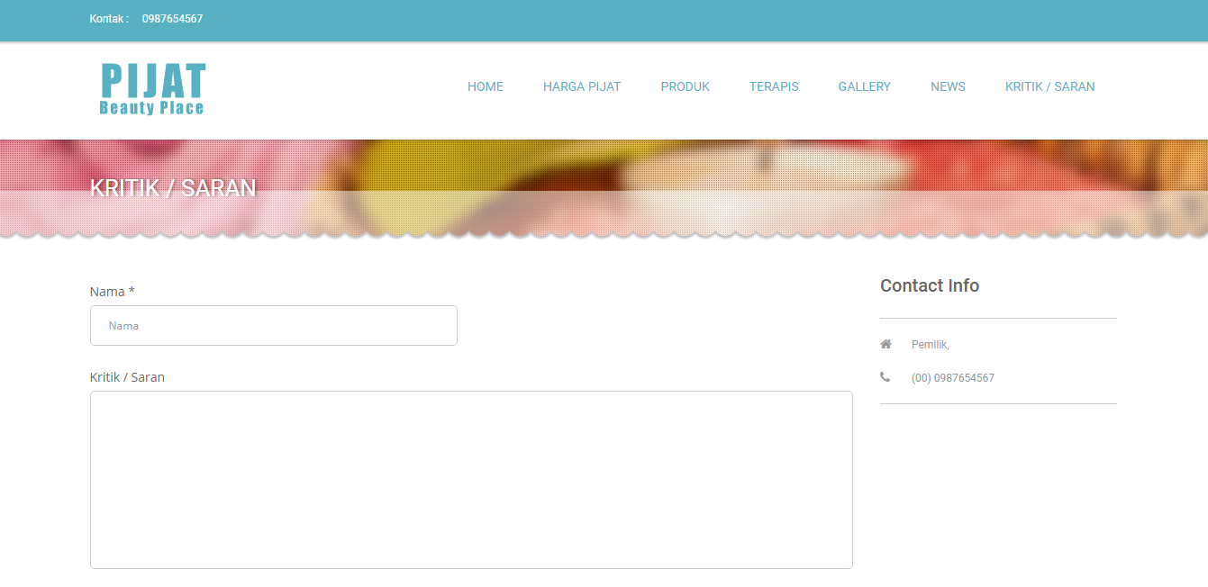 <p>Halaman Kritik dan Saran</p>