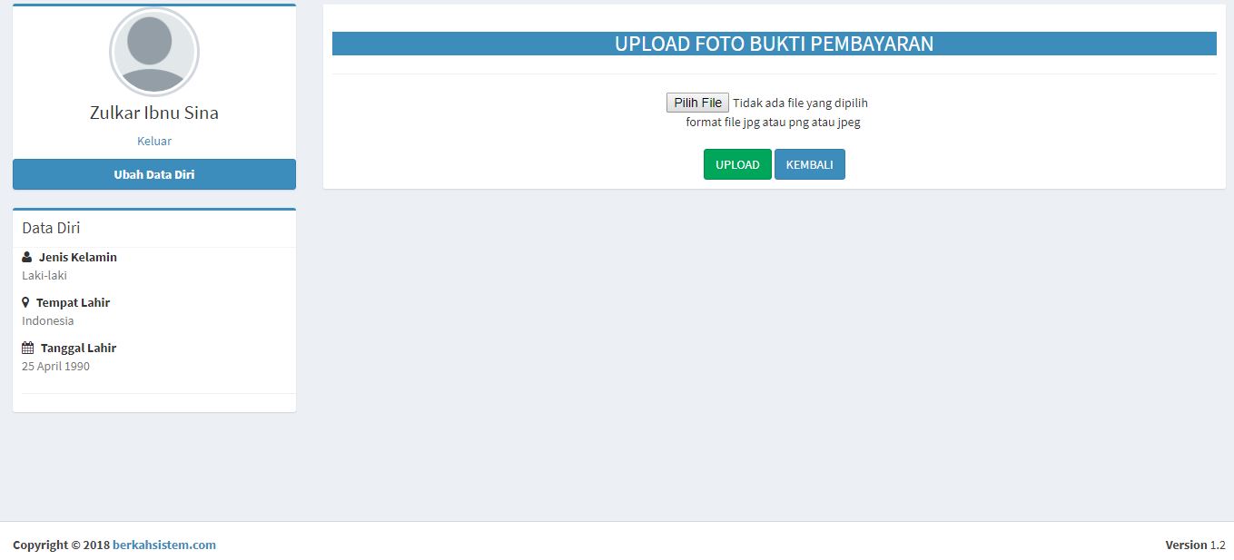 <p>Halaman Upload Bukti Pembayaran<br></p>
